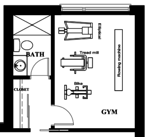 basement floor plan zoom-in of bedroom-bathroom